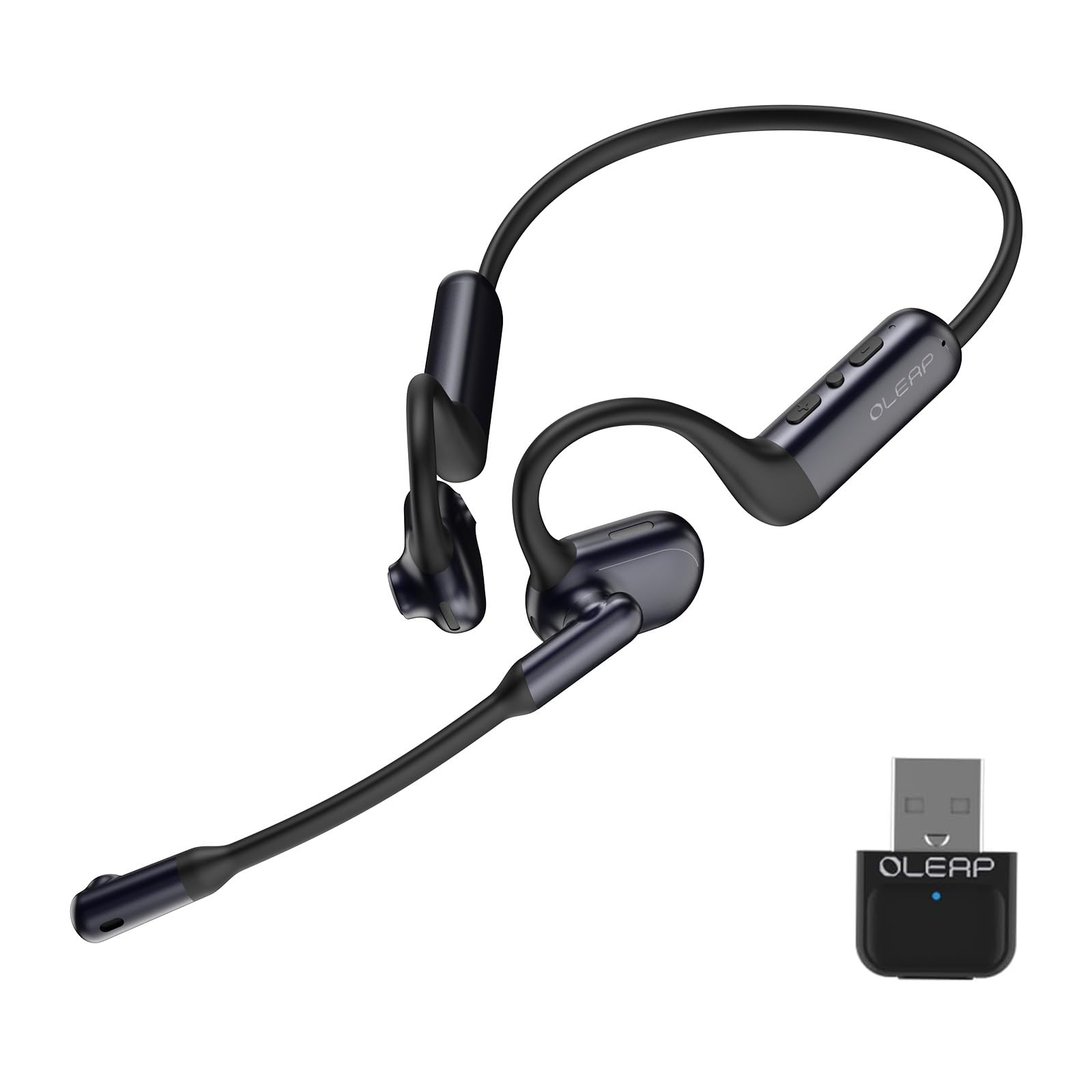 Pilot P200b Pro Wireless Bluetooth Earbuds with 50dB AI Noise Cancelling, Detachable Boom Mic & USB Dongle - Perfect for Remote Work, Online Meetings, Gaming & Travel | Comfortable Hybrid Office Headphones