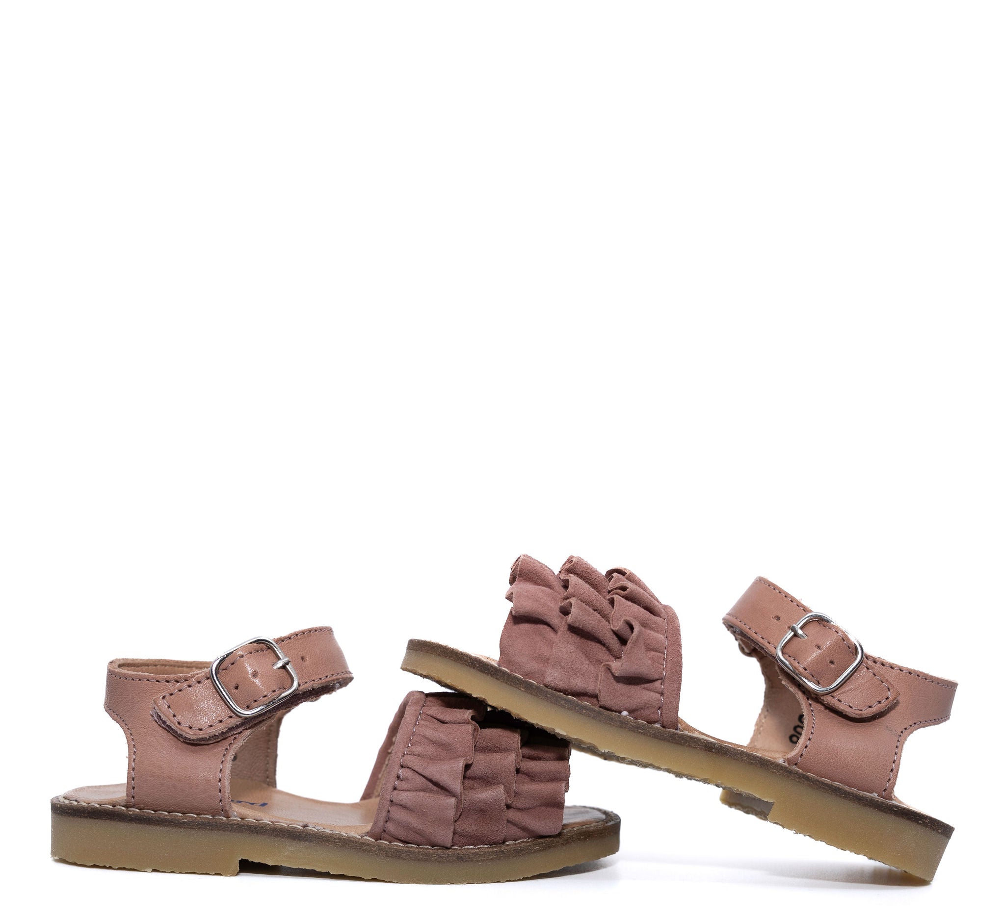 Petit Nord Women's Dust Rose Ruffle Sandals - Elegant Summer Wedge Heel Sandals for Beach, Wedding & Vacation