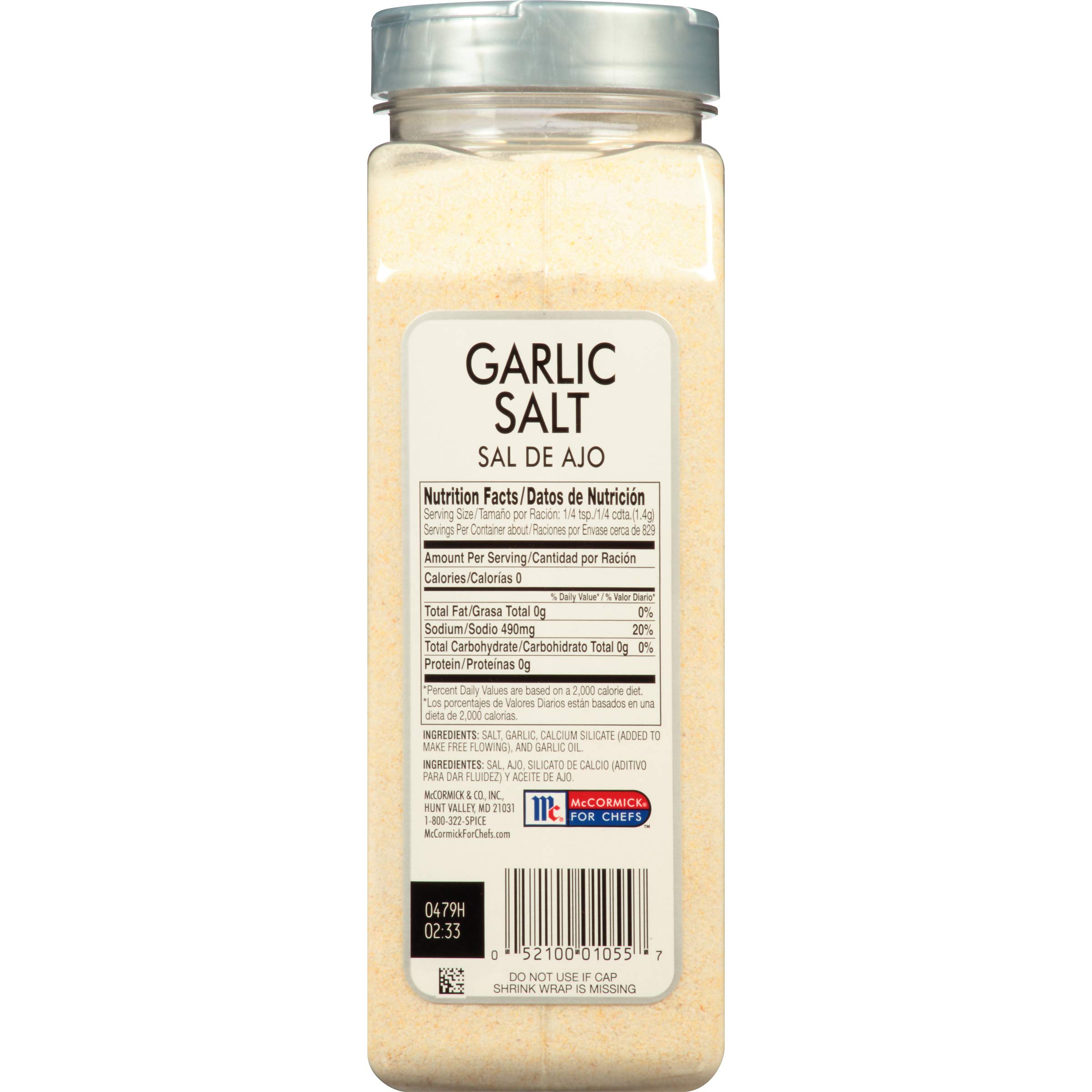 McCormick Culinary Garlic Salt, 41.25 oz (Pack of 6) | Bulk Seasoning for Cooking, Baking & Grilling | Perfect for Restaurants, Catering & Home Chefs