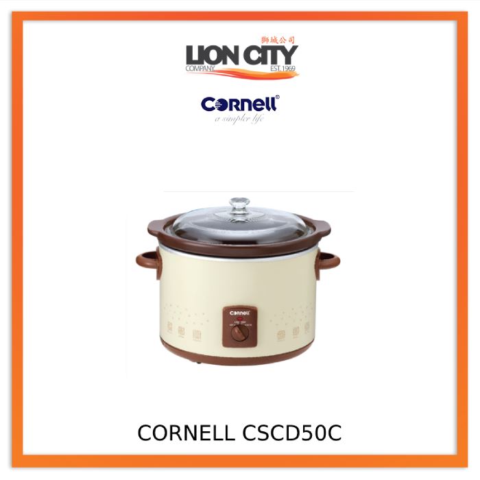 Cornell CSC D50C 5.0L Slow Cooker - Large Family-Sized Programmable Crock Pot for Soups, Stews & Meals - Perfect for Home Cooking, Potlucks & Meal Prep