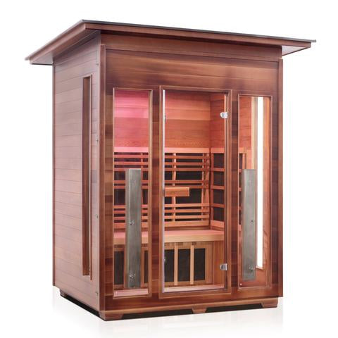 Enlighten Sauna Rustic 4-Person Full Spectrum Infrared Sauna for Indoor & Outdoor Use - Perfect for Home Spa, Relaxation & Detox Therapy