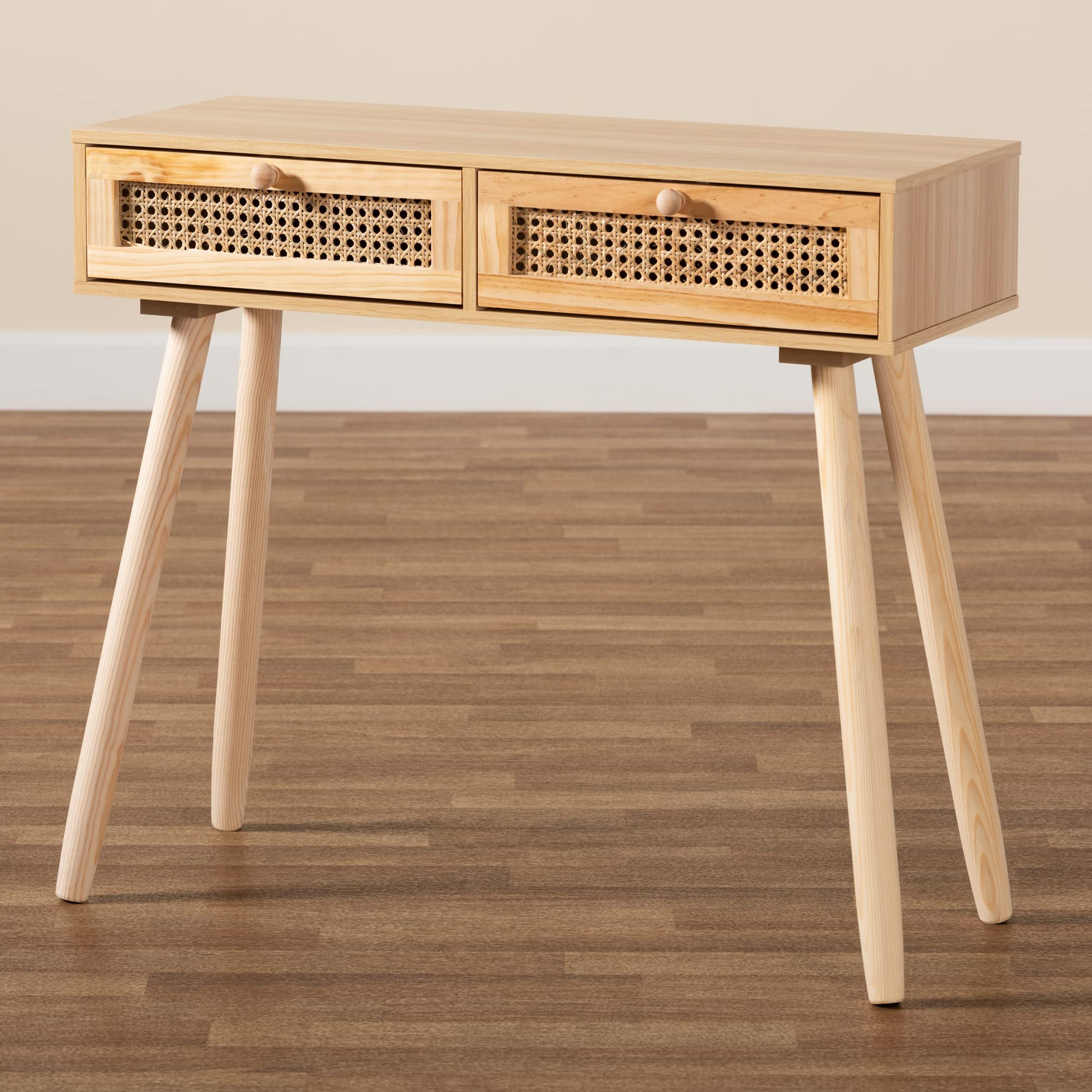 Baxton Studio Maclean Console Table - Modern Entryway Sofa Table with Beige/Natural Brown Finish - Perfect for Living Room, Hallway & Home Decor