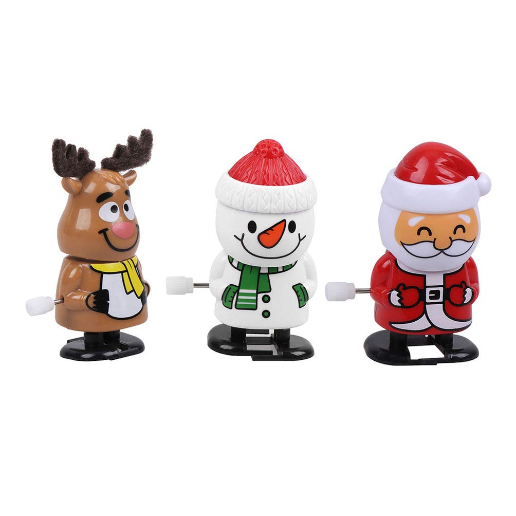 Amosfun 3-Piece Christmas Wind-Up Toy Set - Santa Claus, Snowman & Reindeer Clockwork Figures - Holiday Party Decorations, Goodie Bag Fillers - Perfect for Christmas Tree Ornaments, Gift Exchanges & Festive Home Decor