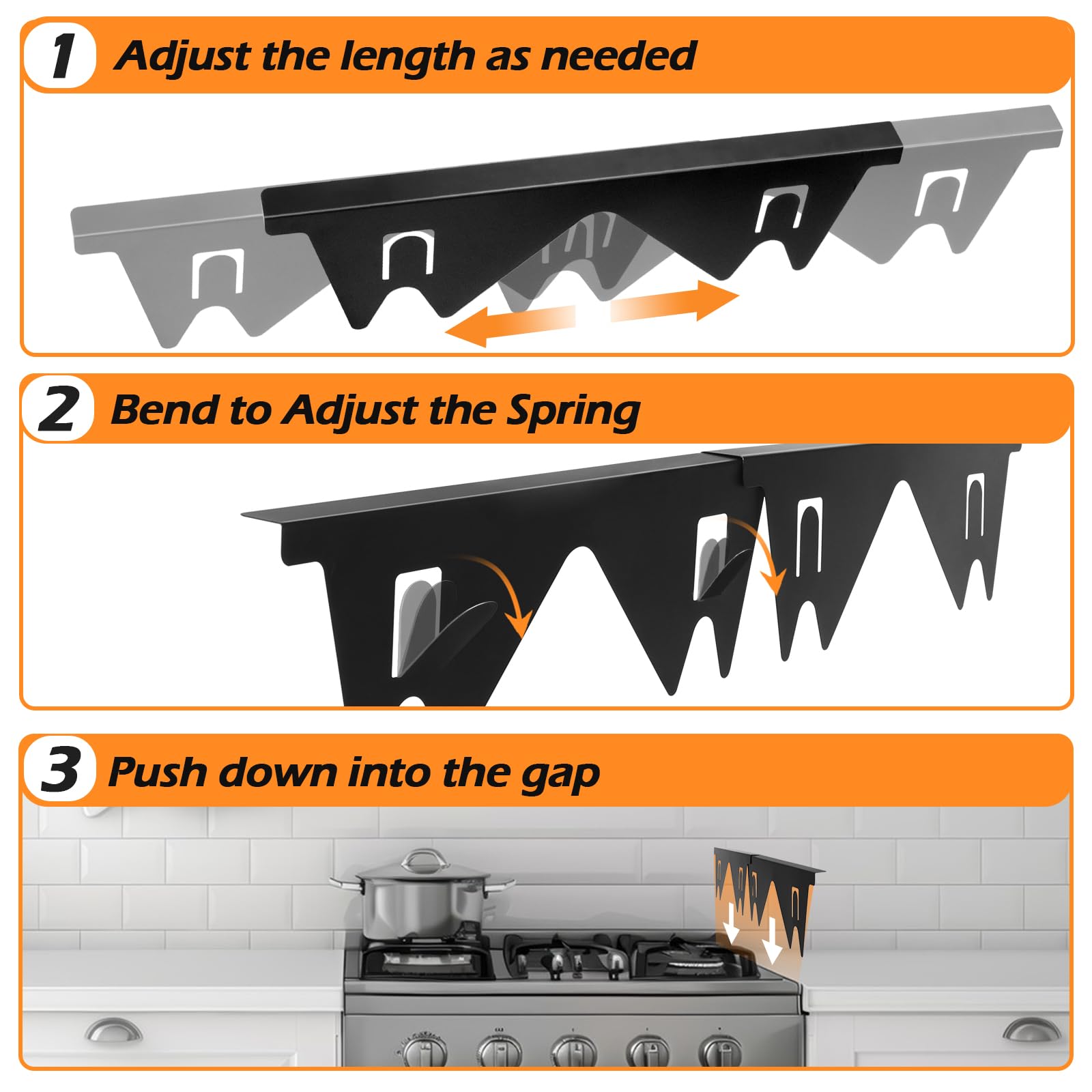 Stainless Steel Stove Gap Covers - Adjustable Range Trim Kit (13.8