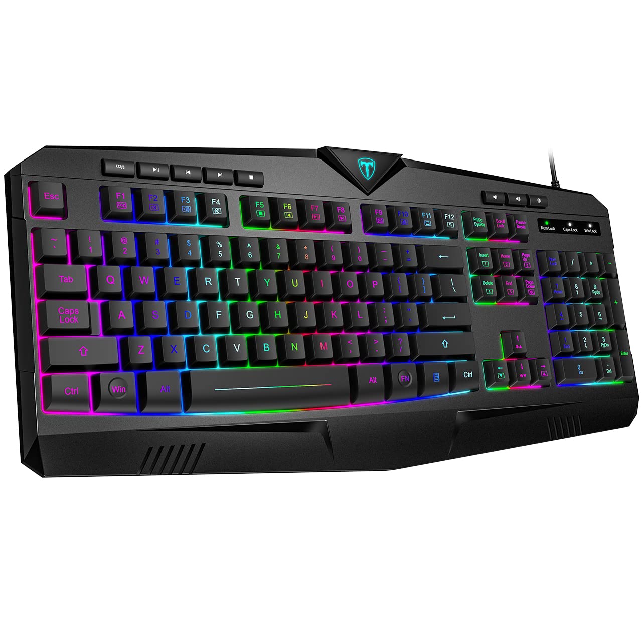 RGB Backlit Gaming Keyboard - Full Size Quiet Mechanical Keyboard with Wrist Rest, Silent Keys & Anti-Ghosting | Waterproof USB Wired Keyboard for PC, Mac, Xbox | Perfect for Gaming, Office Work & Streaming
