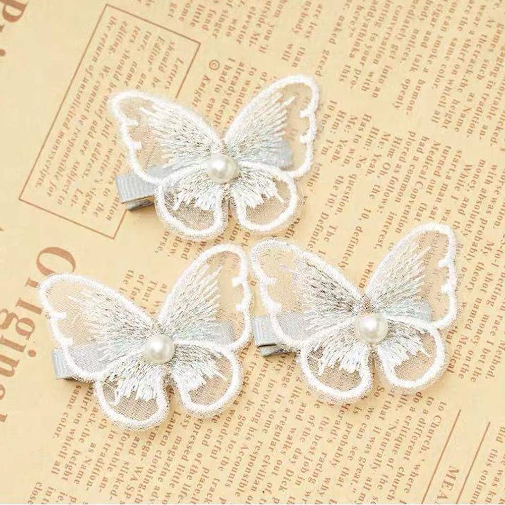 10PCS Lace Butterfly Hair Clips for Women & Girls - Elegant White Hair Accessories for Weddings, Parties & Everyday Style