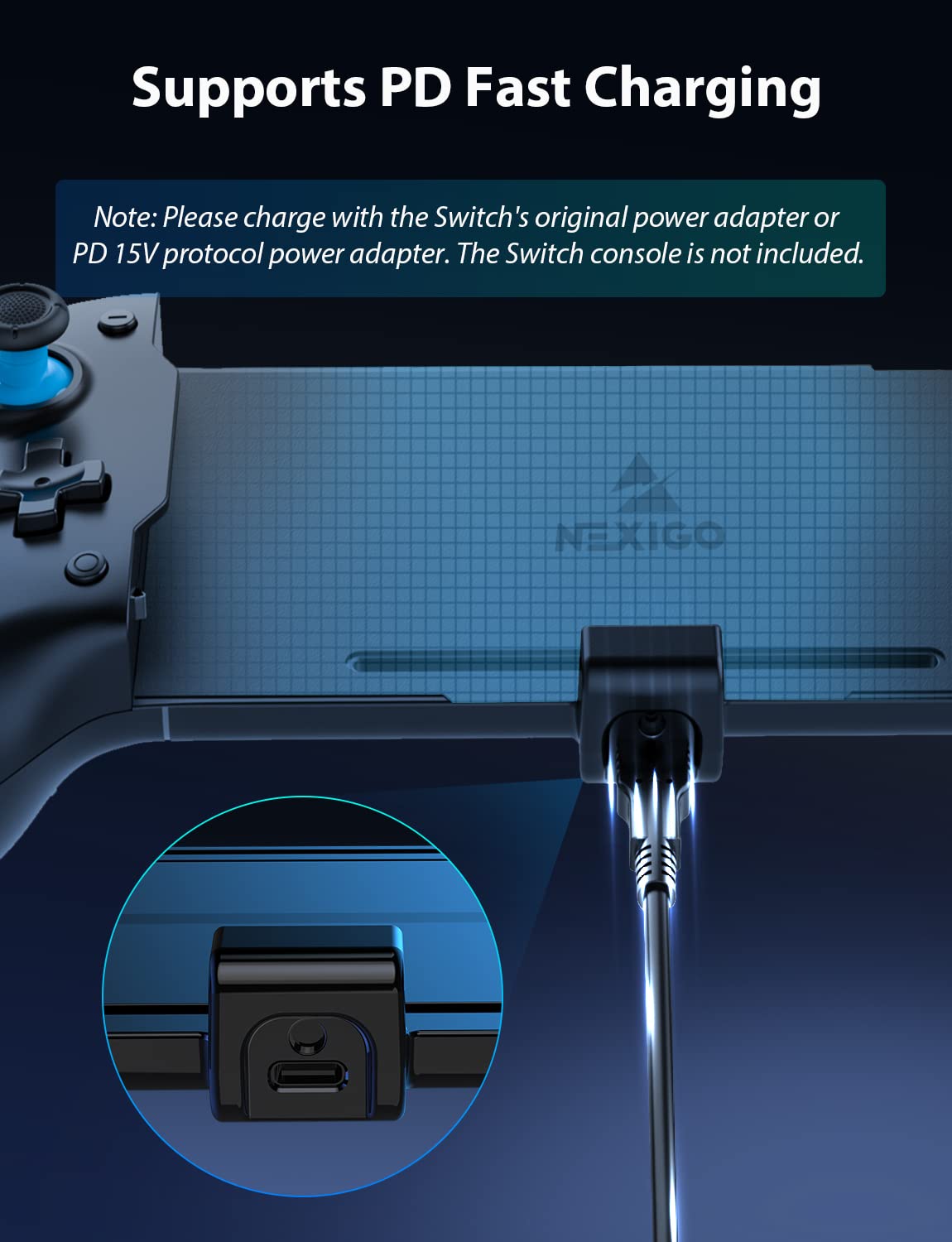 NexiGo Gripcon Pro Controller for Nintendo Switch & OLED - Ergonomic Handheld Mode Gamepad with 6-Axis Gyro, Custom Button Mapping, Enhanced Grip - Perfect for Gaming on the Go, Travel & Long Play Sessions (Black)