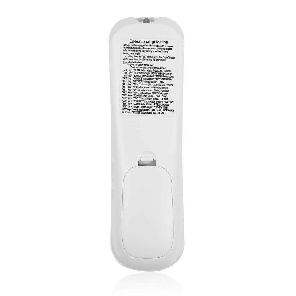 Universal Projector Remote Control - Replacement Remote Controller Adapter for Most Projectors (White) - Perfect for Home Theater, Classroom Presentations & Office Meetings