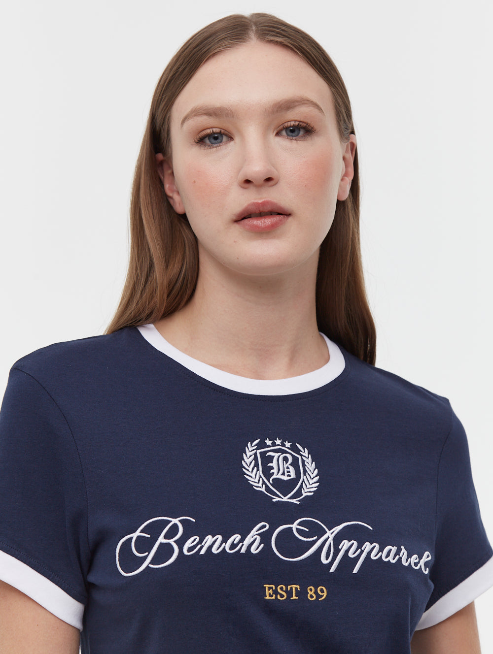 Vivica Embroidered Ringer T-Shirt for Women | Vintage Style Cotton Blend Top | Casual Wear, Summer Outfits & Boho Fashion