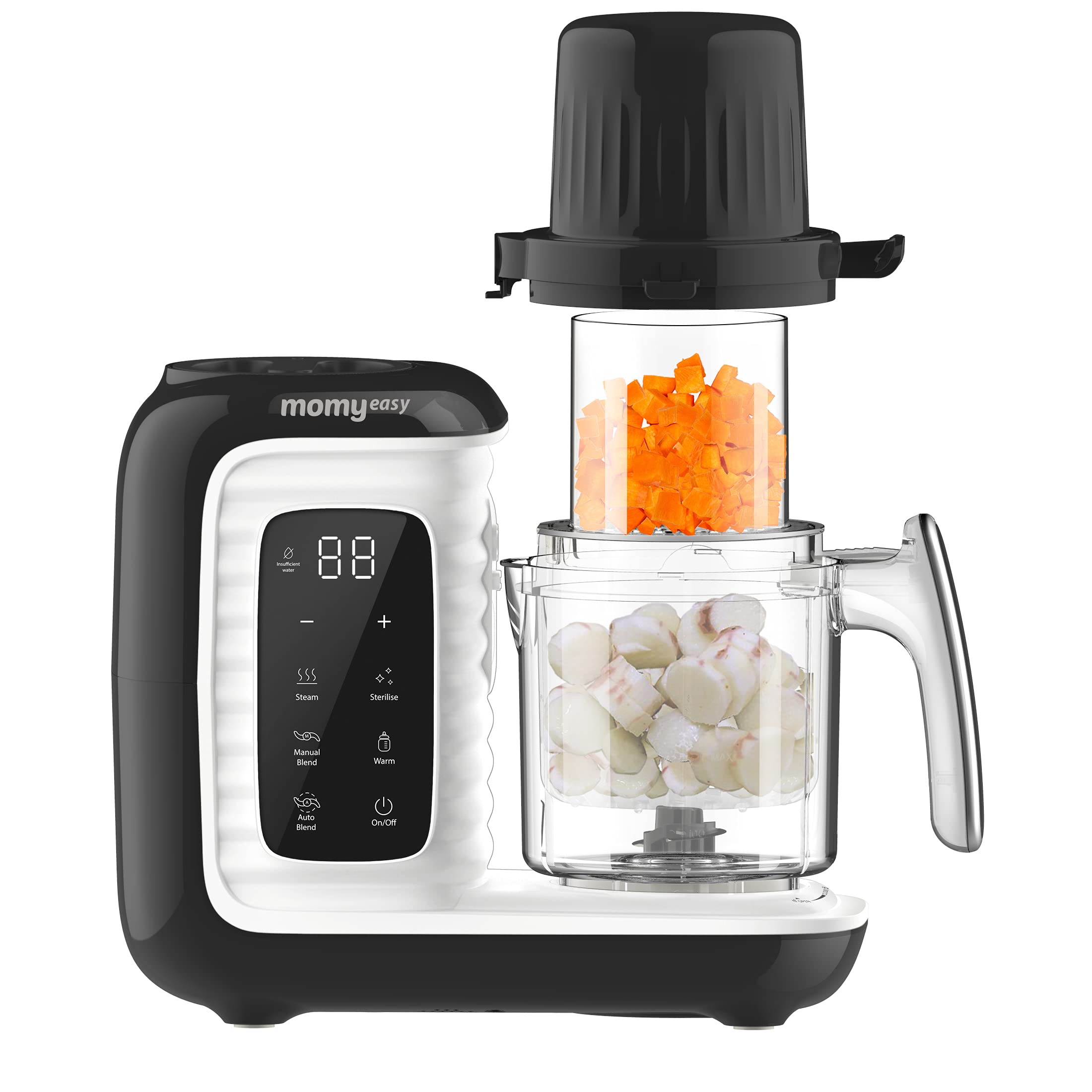 MOMYEASY Baby Food Maker - 6-in-1 Multifunctional Baby Food Processor with Steamer, Blender, Chopper, Grinder, Bottle Warmer & Self-Cleaning | Auto Cooking & Touch Control Panel | Perfect for Homemade Purees, Toddler Meals & Healthy Snacks (Black)