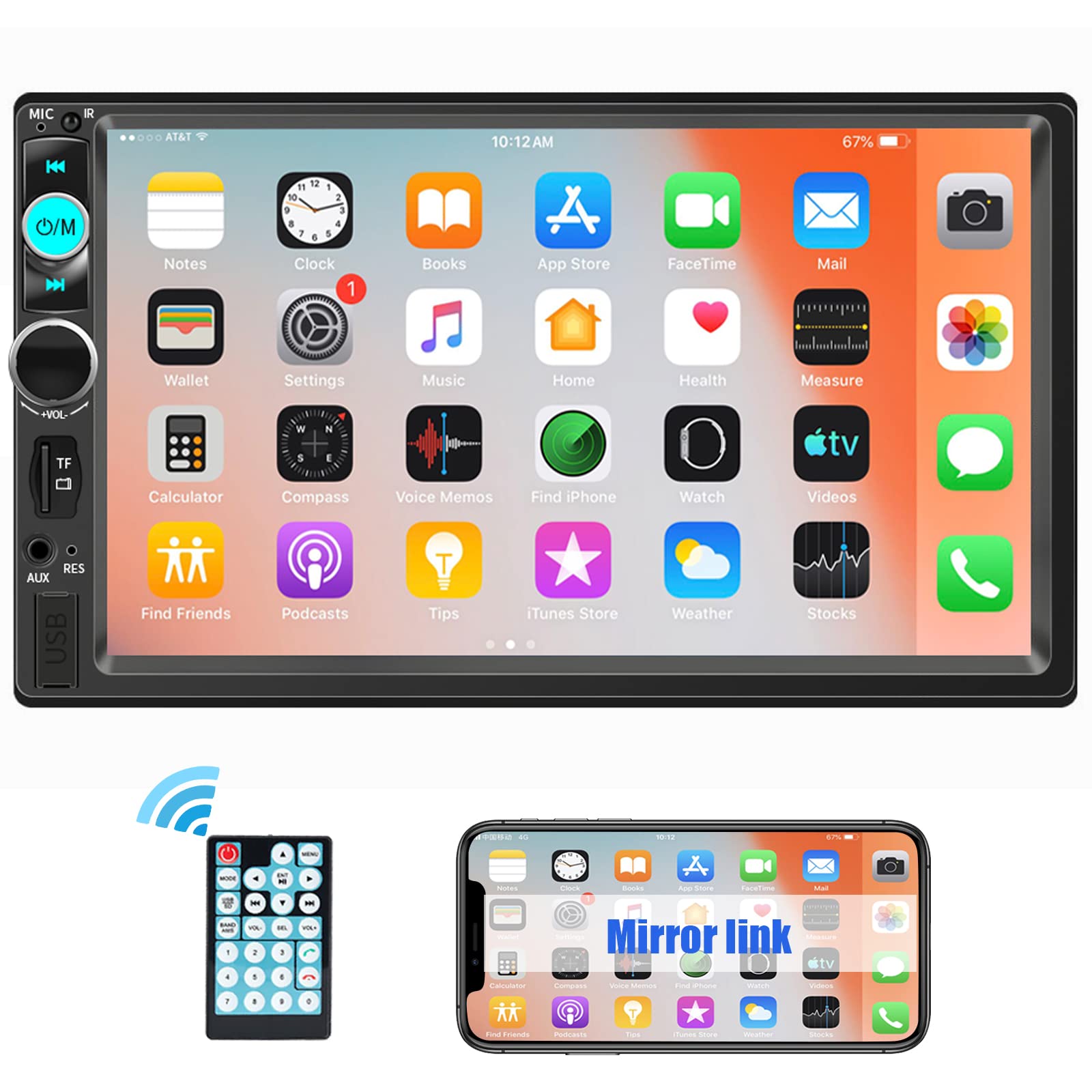 SEMAITU 7 Inch Double Din Car Stereo with Bluetooth | Touch Screen MP5 Multimedia Player | Android & iOS Mirror Link Monitor | Perfect for Hands-Free Calling & Music Streaming While Driving