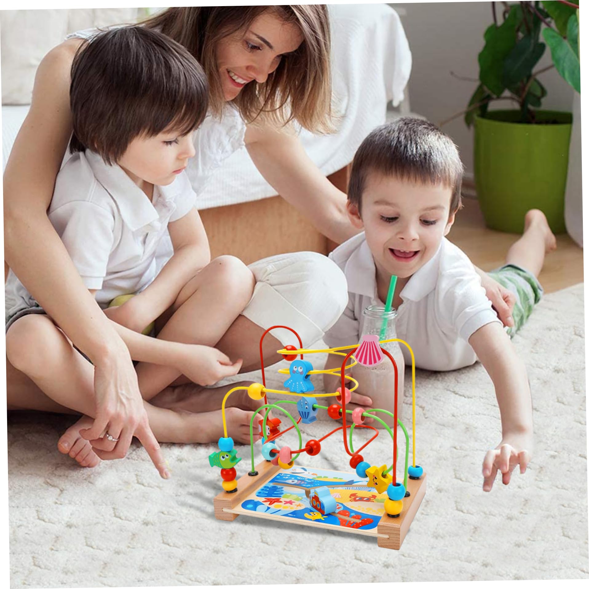 Wooden Bead Maze Activity Cube for Toddlers - Educational Montessori Toy with Roller Coaster Track & Shape Sorter - Perfect for Early Learning, Fine Motor Skills Development and Daycare Playtime