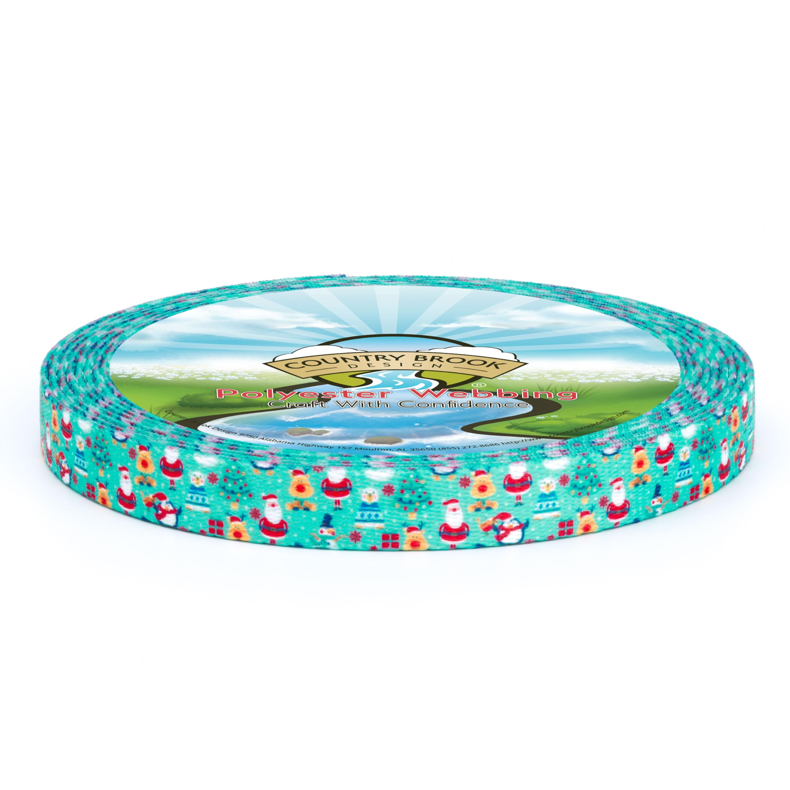 Country Brook Design - Santa and Friends Christmas Polyester Webbing for DIY Crafts, Holiday Decorations & Gift Wrapping