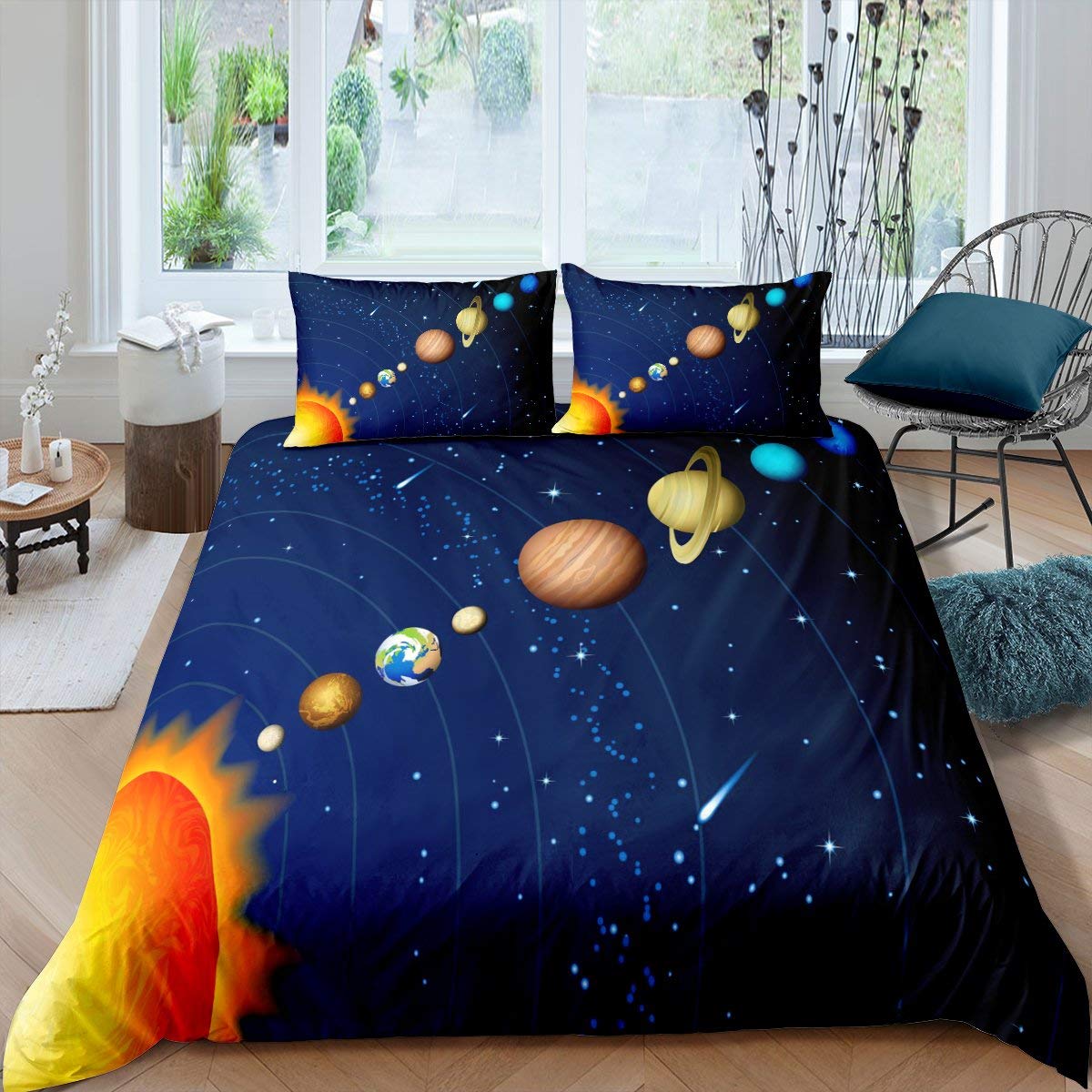 Erosebridal Galaxy Starry Sky Duvet Cover Set - Twin Size Space Themed Bedding for Kids, Boys & Girls (2-Piece Comforter Cover + Pillowcase) | Perfect for Astronomy Lovers, Teen Room Decor & Cosmic Themed Bedrooms