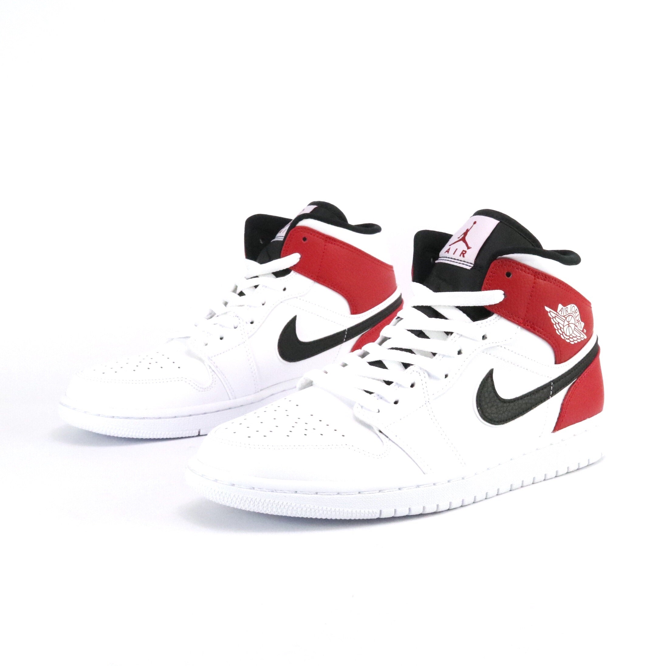 Air Jordan 1 Mid Sneakers - White, Black & Gym Red Colorway - Men's Basketball Shoes for Casual Wear & Street Style