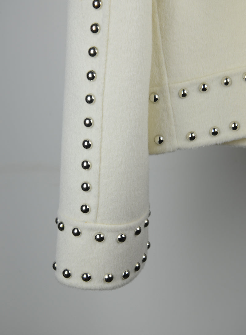 P.A.R.O.S.H. Cream Studded Jacket Size 42 - Stylish Outerwear for Women's Casual & Evening Wear