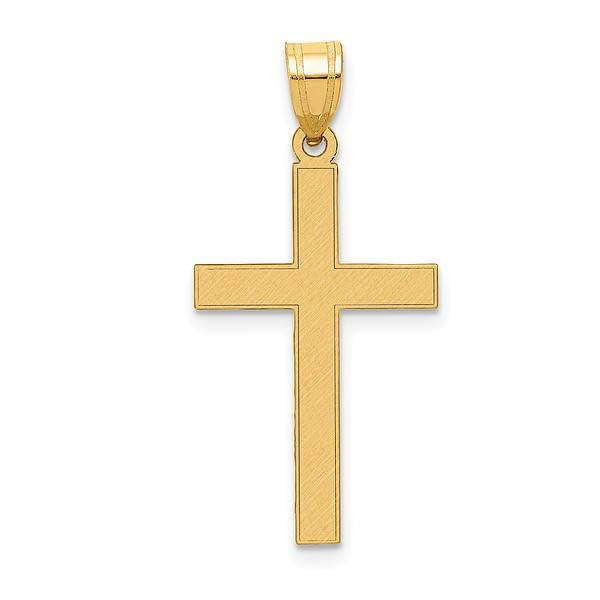 14K Solid Yellow Gold Florentine Latin Mexican Holy Cross Necklace - Religious Jesus Christ Charm Pendant for Women & Men - Perfect for Baptism, First Communion, Confirmation & Daily Wear
