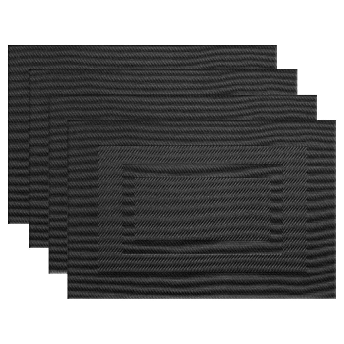 Premium Washable Vinyl Woven Placemats - Set of 4 Elegant & Durable Table Mats (18