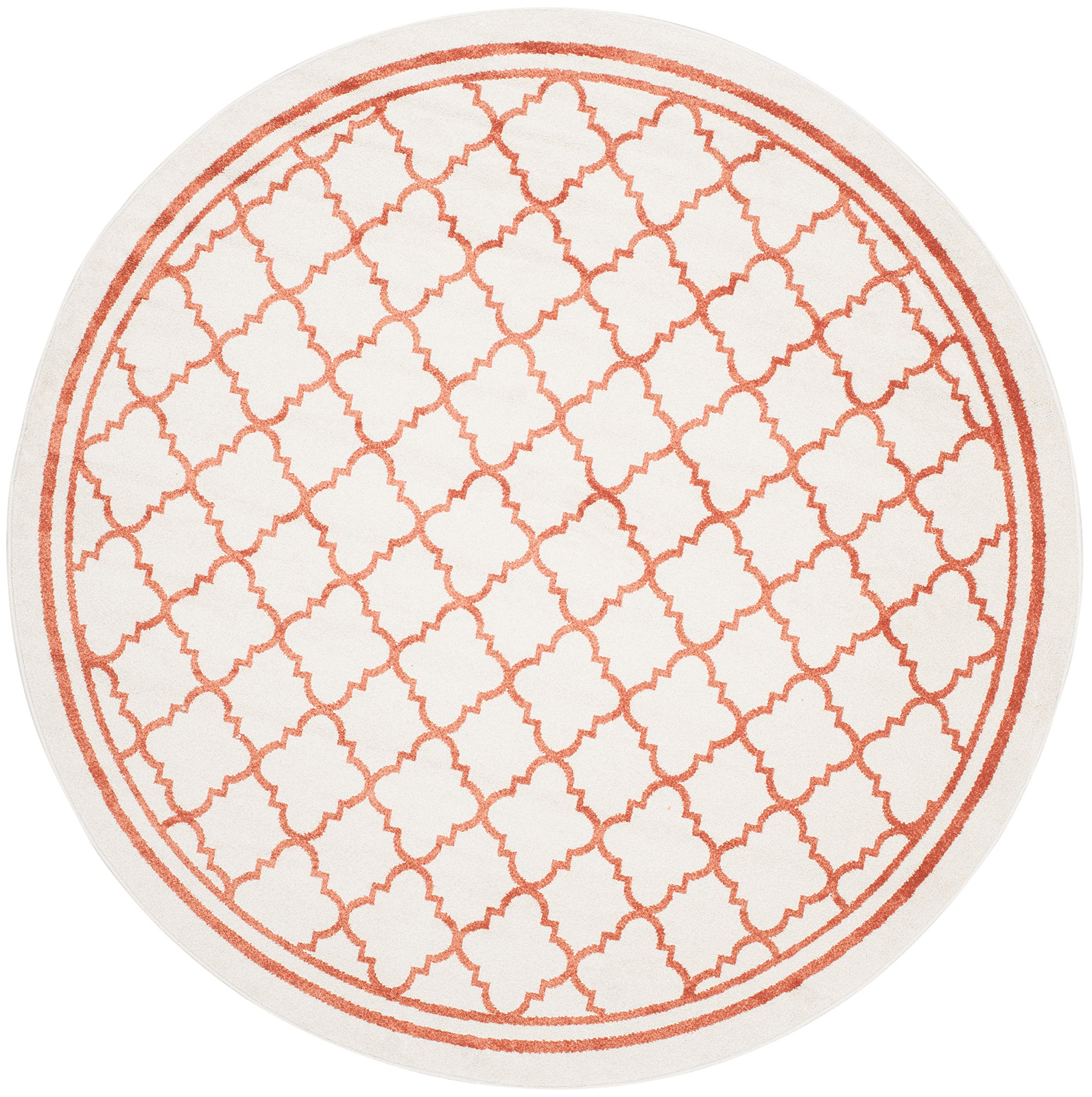 SAFAVIEH Amherst Collection 7' Round Beige & Orange Moroccan Trellis Area Rug - Non-Shedding, Soft & Durable for Dining Room, Living Room, Bedroom or Entryway Decor | Perfect for Home, Office & High-Traffic Areas