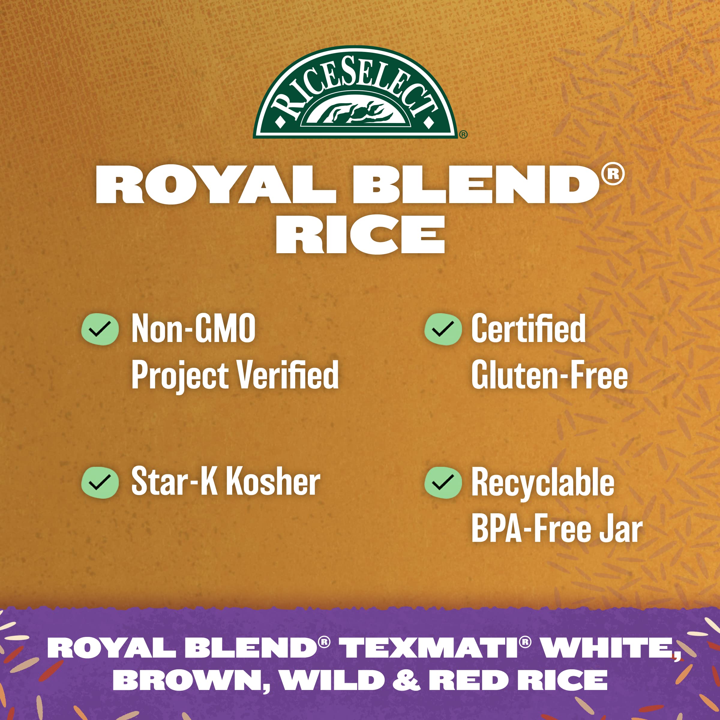 RiceSelect Royal Blend - Premium Gluten Free Rice Mix (Texmati White, Brown, Red & Wild Rice) | Non-GMO | 21oz Jar | Perfect for Gourmet Meals, Healthy Salads & Rice Bowls