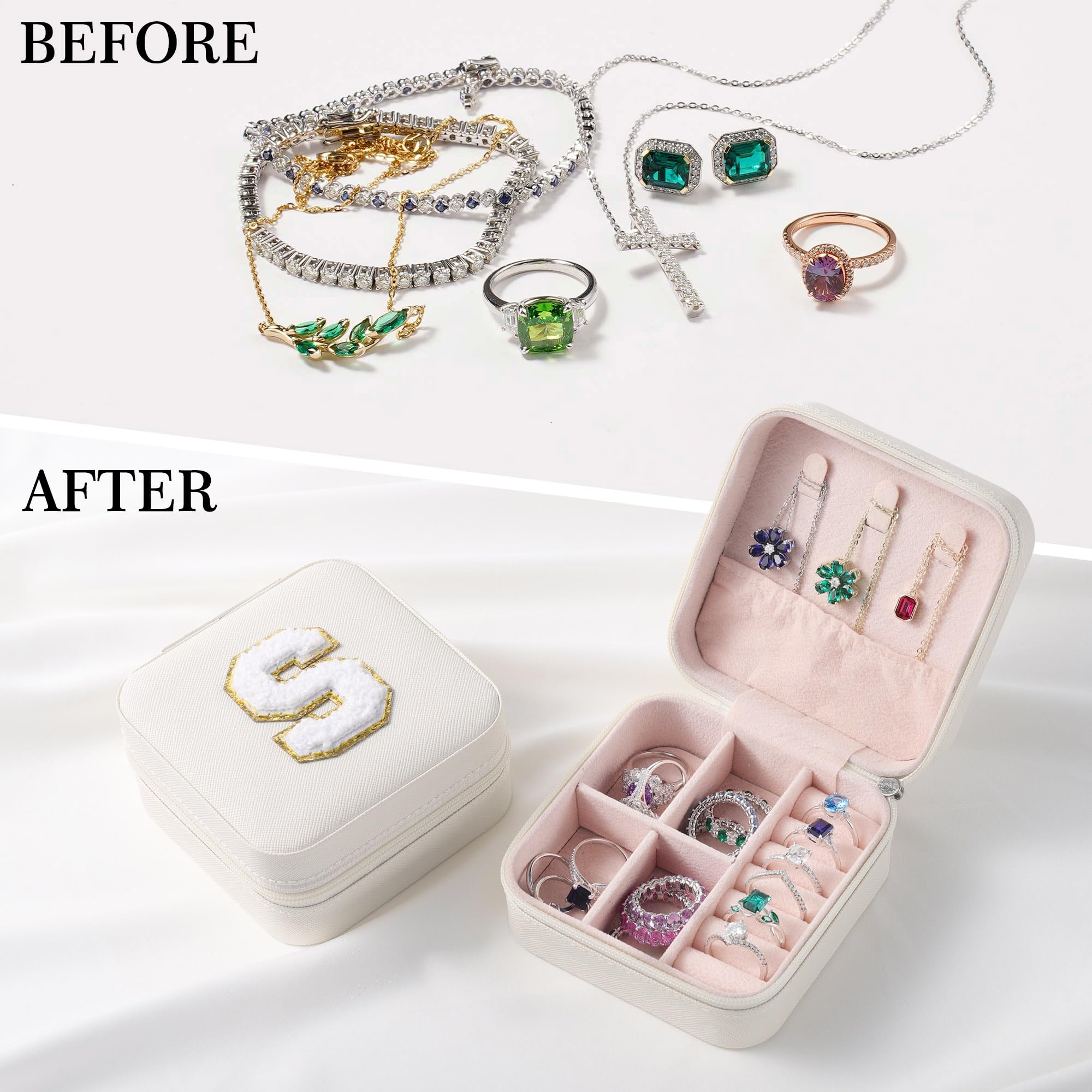 Trendy Personalized Travel Jewelry Case with Initial - Pink Jewelry Organizer Box for Women & Teens | Christmas, Birthday Gift Idea | Perfect for Travel, Home Storage & Special Occasions