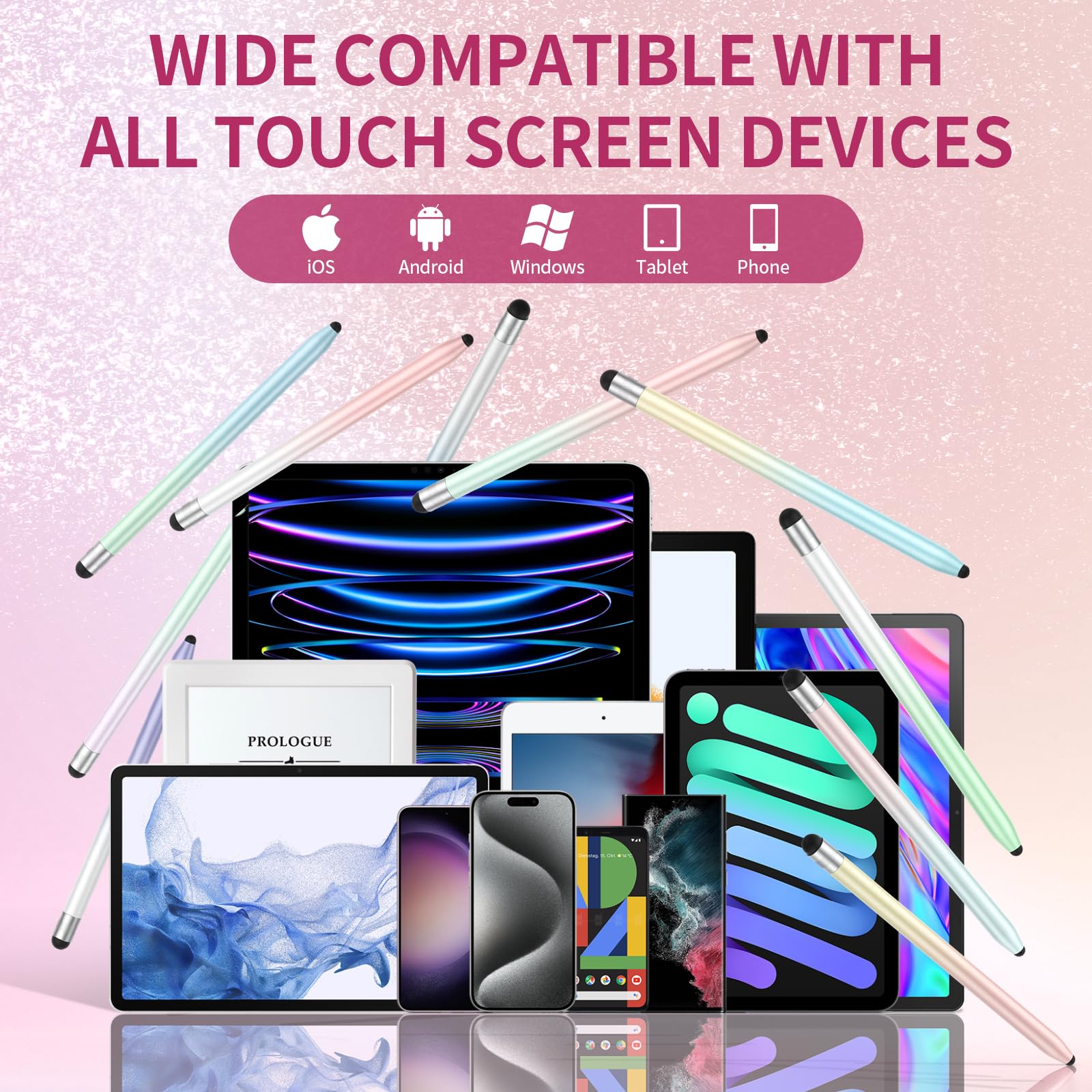 10-Pack High Precision Stylus Pens for iPad & Android Tablets - Dual Rubber Tip Touch Screen Stylus Compatible with iPhone, Samsung, Most Capacitive Screens (Perfect for Drawing, Note-Taking & Digital Signatures)