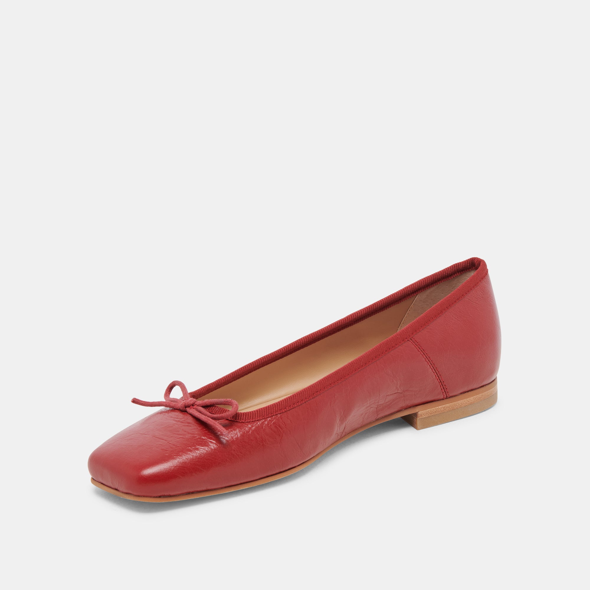 ANISA Women's Ballet Flats - Red Crinkle Patent Leather Comfortable Slip-On Shoes for Work, Casual & Travel