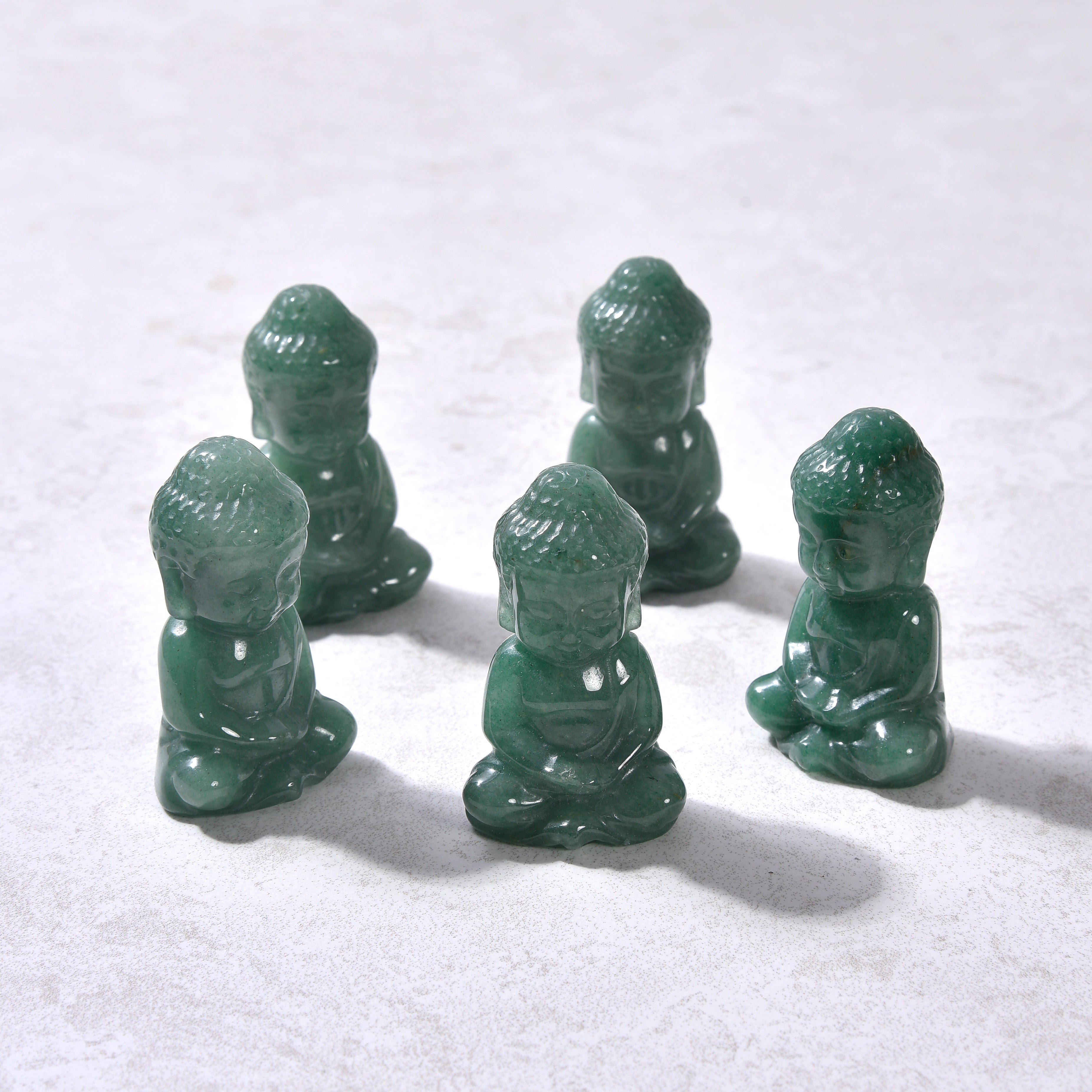 2PCS Natural Aventurine Baby Buddha Carving - Handcrafted Gemstone Statue for Meditation, Home Decor, and Spiritual Gifts