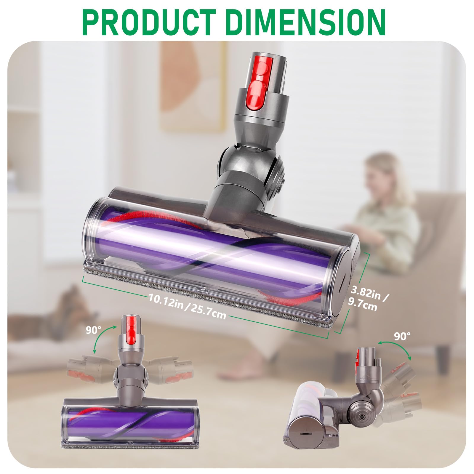 Dyson V8 V10 V11 V15 SV10 SV12 SV14 Vacuum Cleaner Replacement Parts - Quick Release Motorhead Cleaner & Roller Brush Kit | Compatible Accessories for Pet Hair, Hard Floors & Carpets