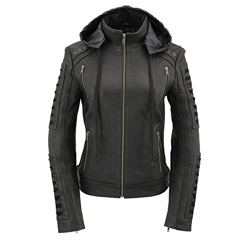 Milwaukee Leather Women's Premium Hooded Leather Jacket - Stylish Casual Outerwear for Everyday Wear | Perfect for Work, Travel & Outdoor Activities