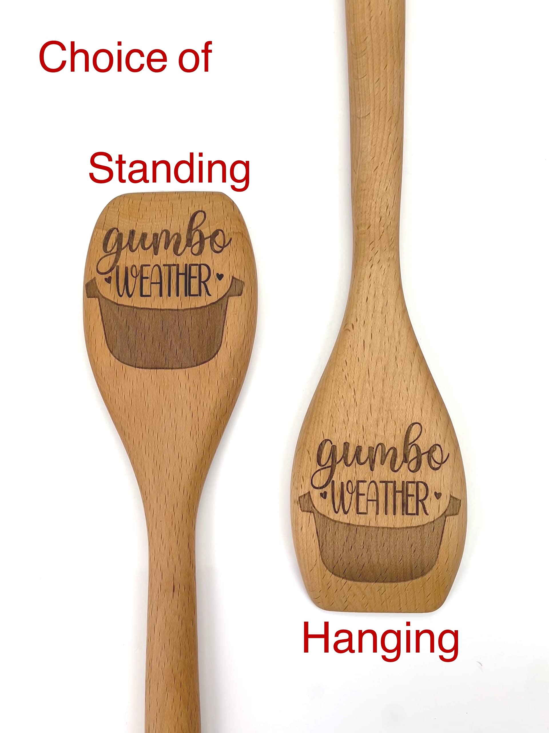 Handcrafted Wooden Gumbo Spoon - Cajun Roux Stirring Utensil with Laser Engraved Design - Perfect for Cooking Gumbo, Jambalaya & Cajun Cuisine - Ideal for Home Chefs & Southern Cooking Enthusiasts