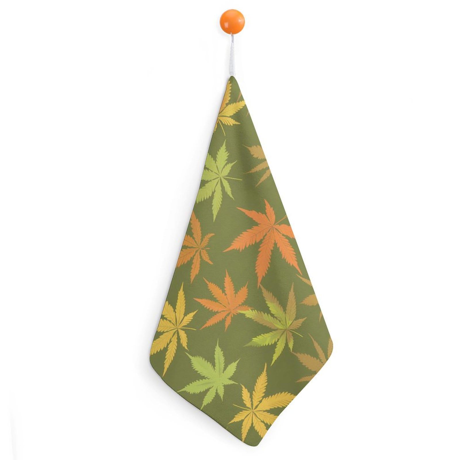 Super Absorbent Weed Leaves Soft Hanging Hand Towels - Cute Washcloths with Hanging Loop (1PC) - Perfect for Kitchen, Bathroom & Outdoor Use