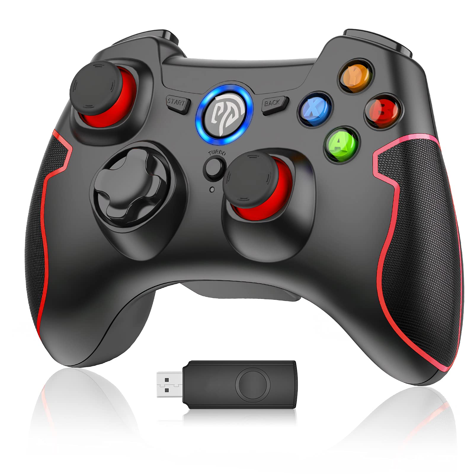 EasySMX Wireless PS3 Dualshock Gaming Controller - 2.4G Vibration Gamepad with Turbo Fire Button, 10m Range for PC (Windows XP/7/8/10), PlayStation 3, Android & TV Box | Perfect for Home Gaming, Travel & Multi-Platform Entertainment