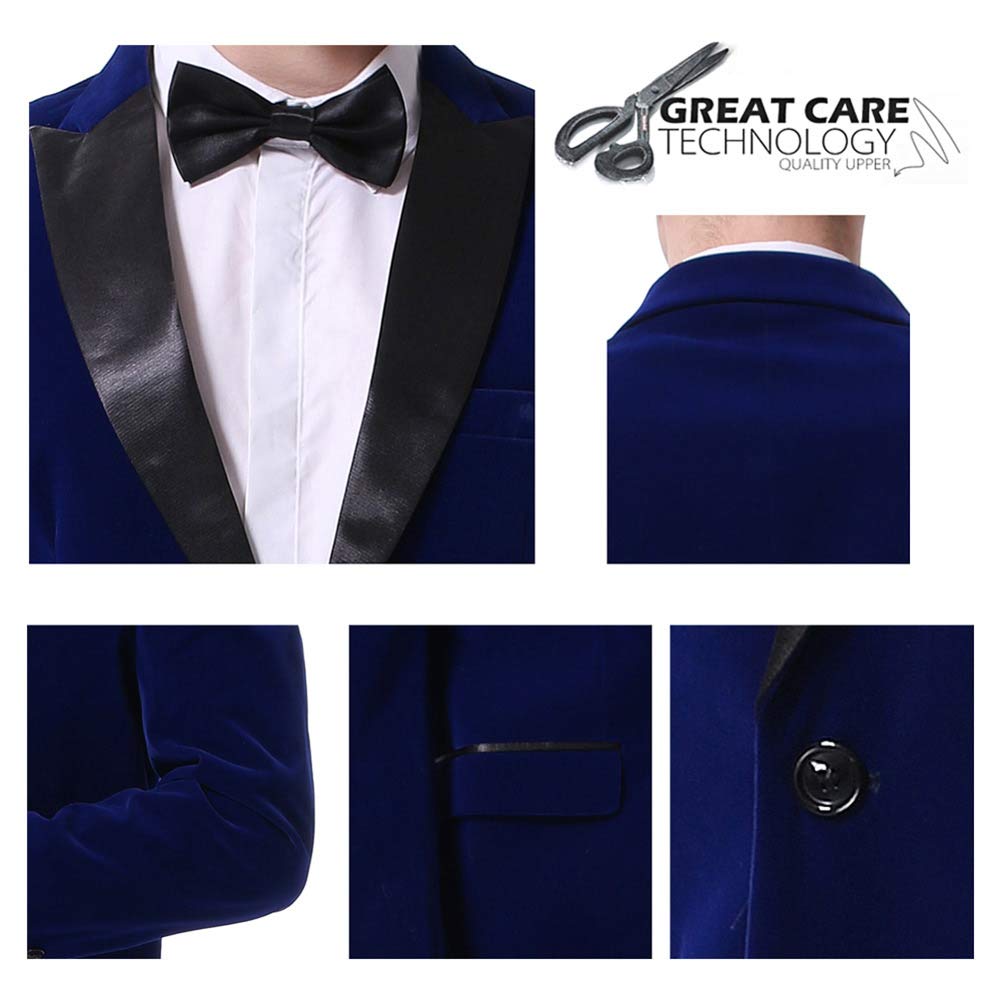 Cloudstyle Men's Peaked Lapel 1-Button Slim Fit Dinner Jacket - Formal Wedding Blazer & Prom Tuxedo Suit for Groom, Evening Events & Special Occasions