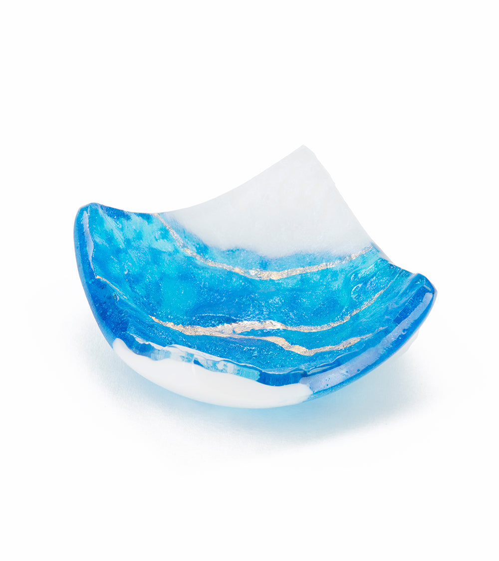 3 x 3 Inch Lava Glass White Aqua Tray by Marian Fieldson - Elegant Home Decor for Bathroom, Vanity & Jewelry Display