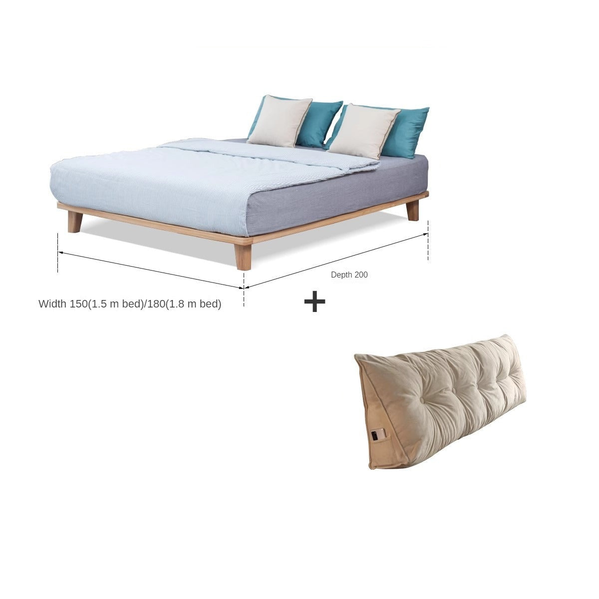 Solid Oak Wood Platform Bed Frame - No Headboard - Queen Size - Modern Minimalist Bedroom Furniture for Small Spaces & Apartments