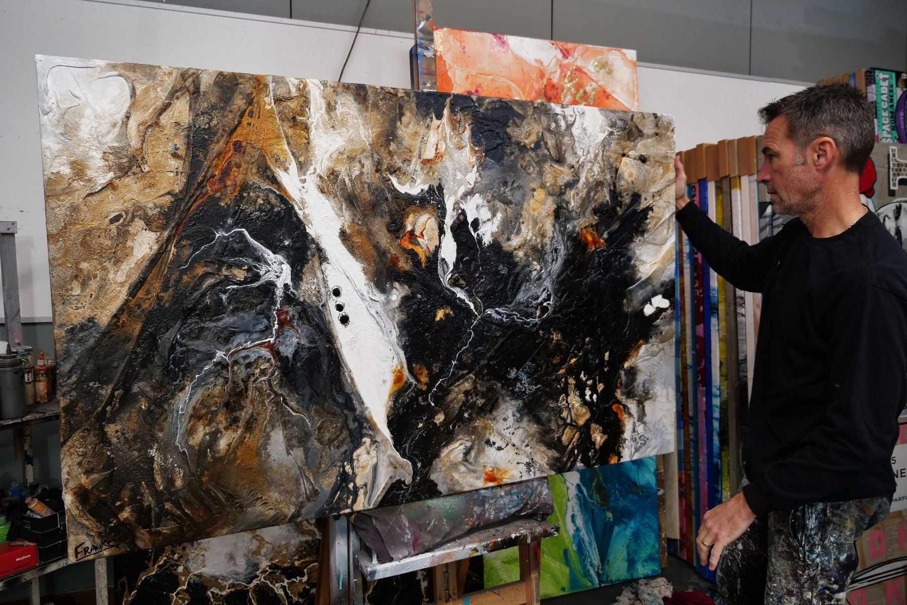 Rusted Nero 160cm x 100cm Brown Black Textured Abstract Canvas Wall Art - Perfect for Living Room, Bedroom & Office Decor