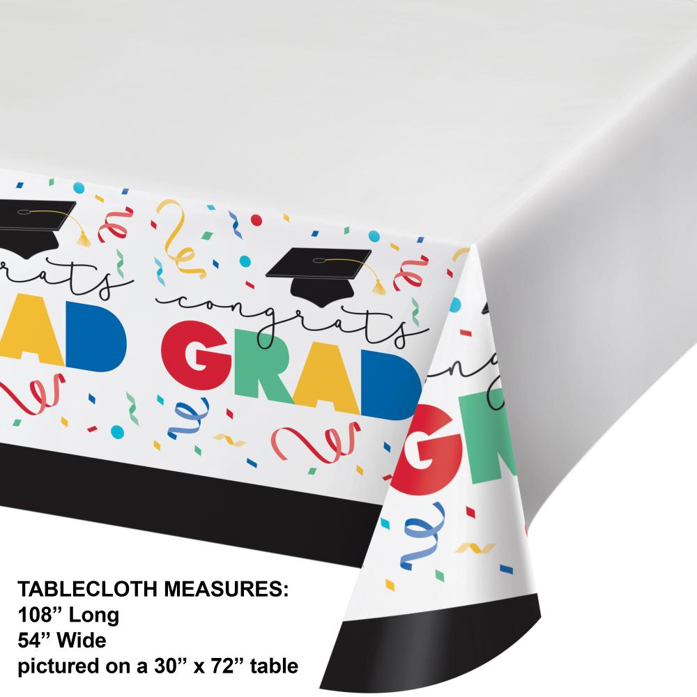 12-Piece Bulk Graduation Cap Toss Paper Table Cover Border Print, 54