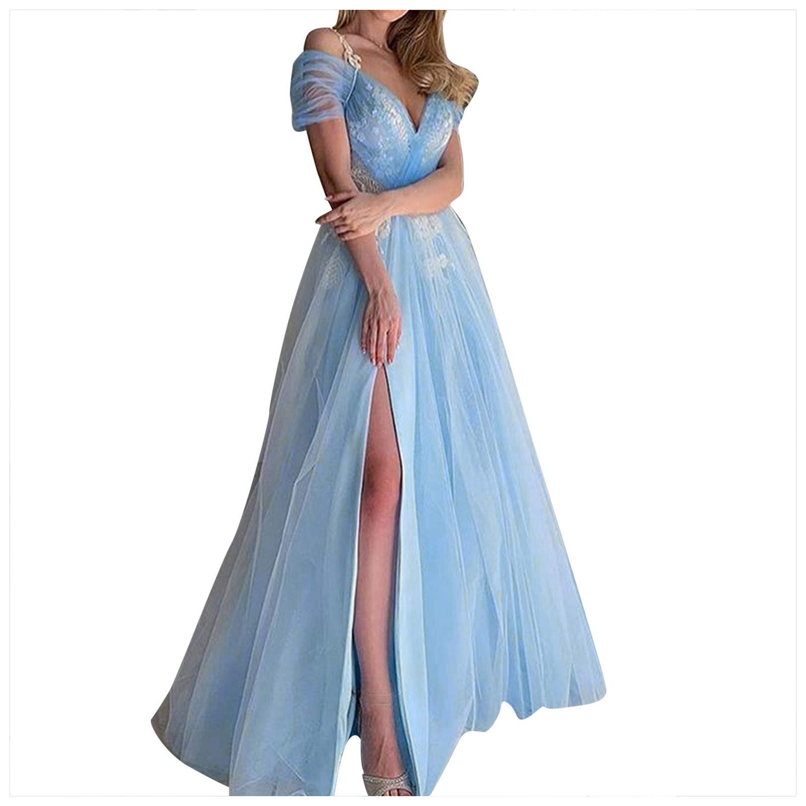 Elegant V-Neck Lace Wedding Dress for Women - Sexy Split Summer Outfit for Bridal Party, Beach Ceremony & Romantic Date Night