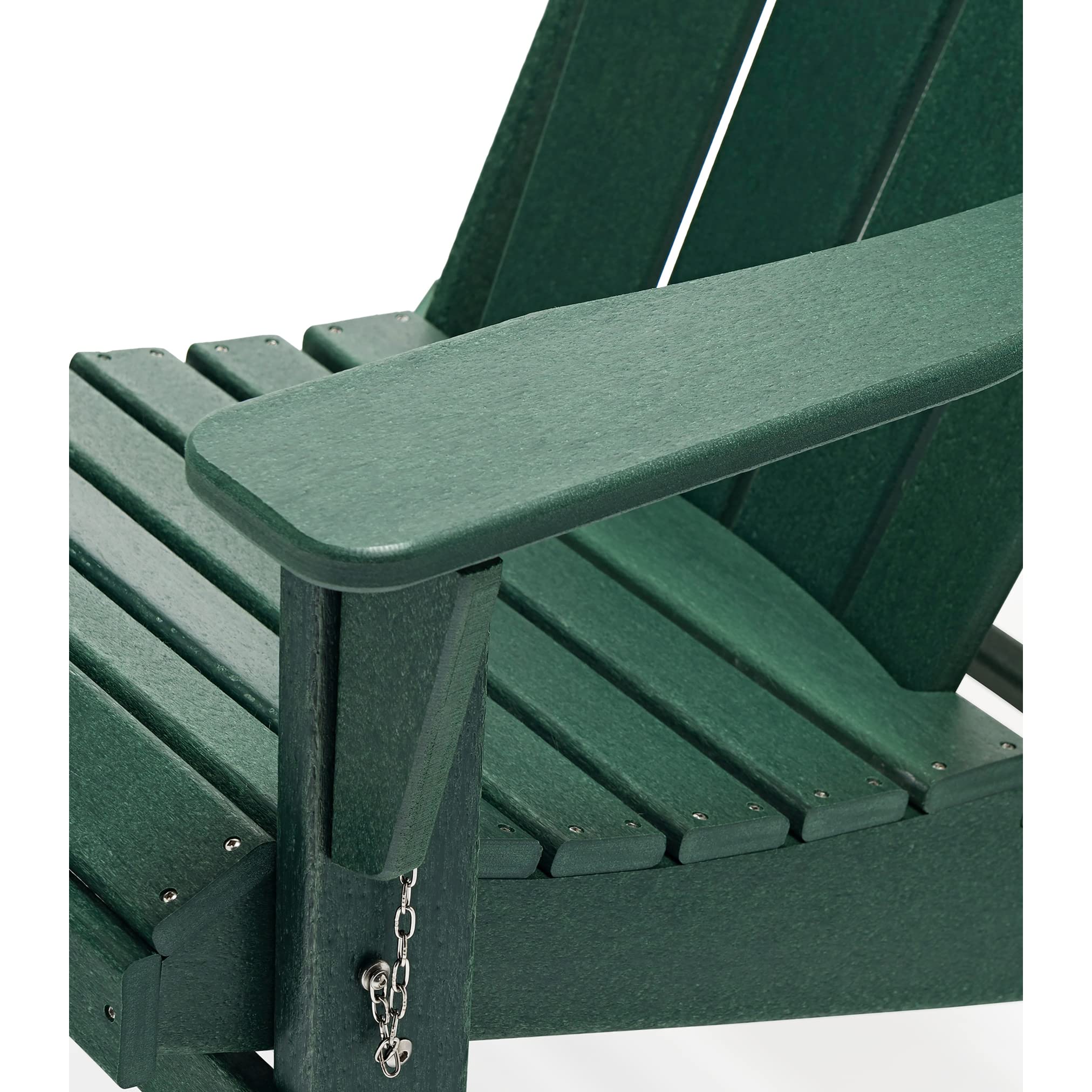 WO Home Furniture 3-Piece Adirondack Chair Set with Coffee Table - Outdoor Folding Chairs Weatherproof & UV Resistant for Lawn, Garden, Patio, Bonfire, Balcony (Dark Green) - Perfect for Backyard Relaxation & Outdoor Entertaining