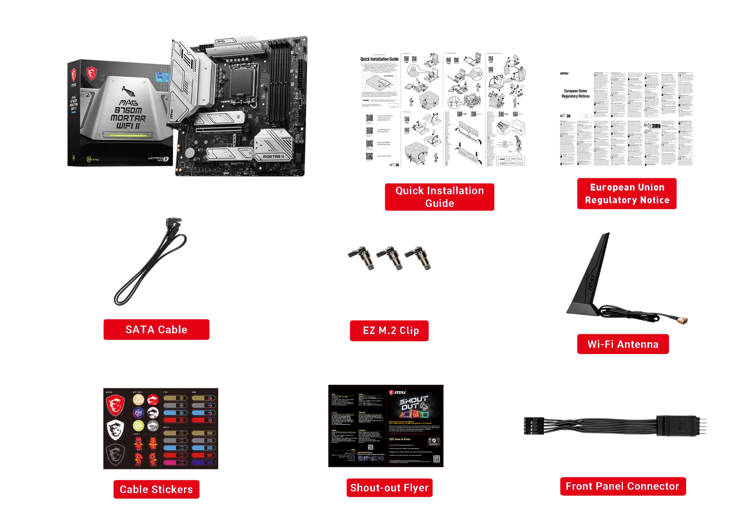 MSI MAG B760M Mortar WiFi II Gaming Motherboard - Intel 12th/13th/14th Gen LGA 1700, DDR5, PCIe 5.0, Dual M.2, 2.5G LAN, USB 3.2 Gen2, Wi-Fi 6E, Bluetooth 5.3 mATX - Perfect for Gaming PC Builds & High-Performance Workstations