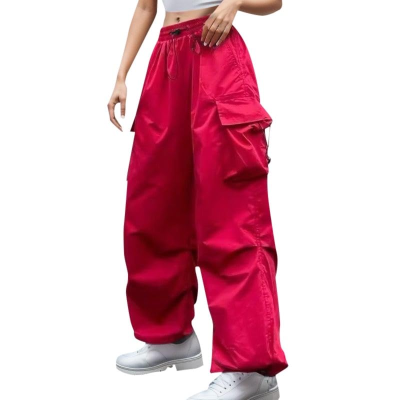 Y2K Women's Baggy Cargo Pants - High Rise Drawstring Parachute Pants with Pockets | Streetwear Jogger & Wide Leg Casual Pants for Urban Fashion & Outdoor Adventures