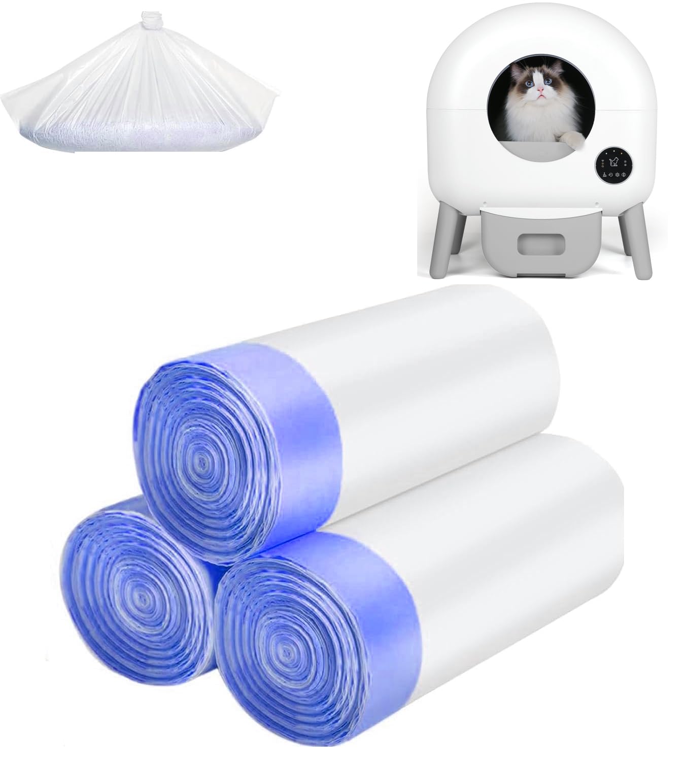 60 Count Heavy Duty Cat Litter Box Liners - Self Cleaning Litter Box Liners for Odor Control - Perfect for Large Litter Boxes & Multi-Cat Households