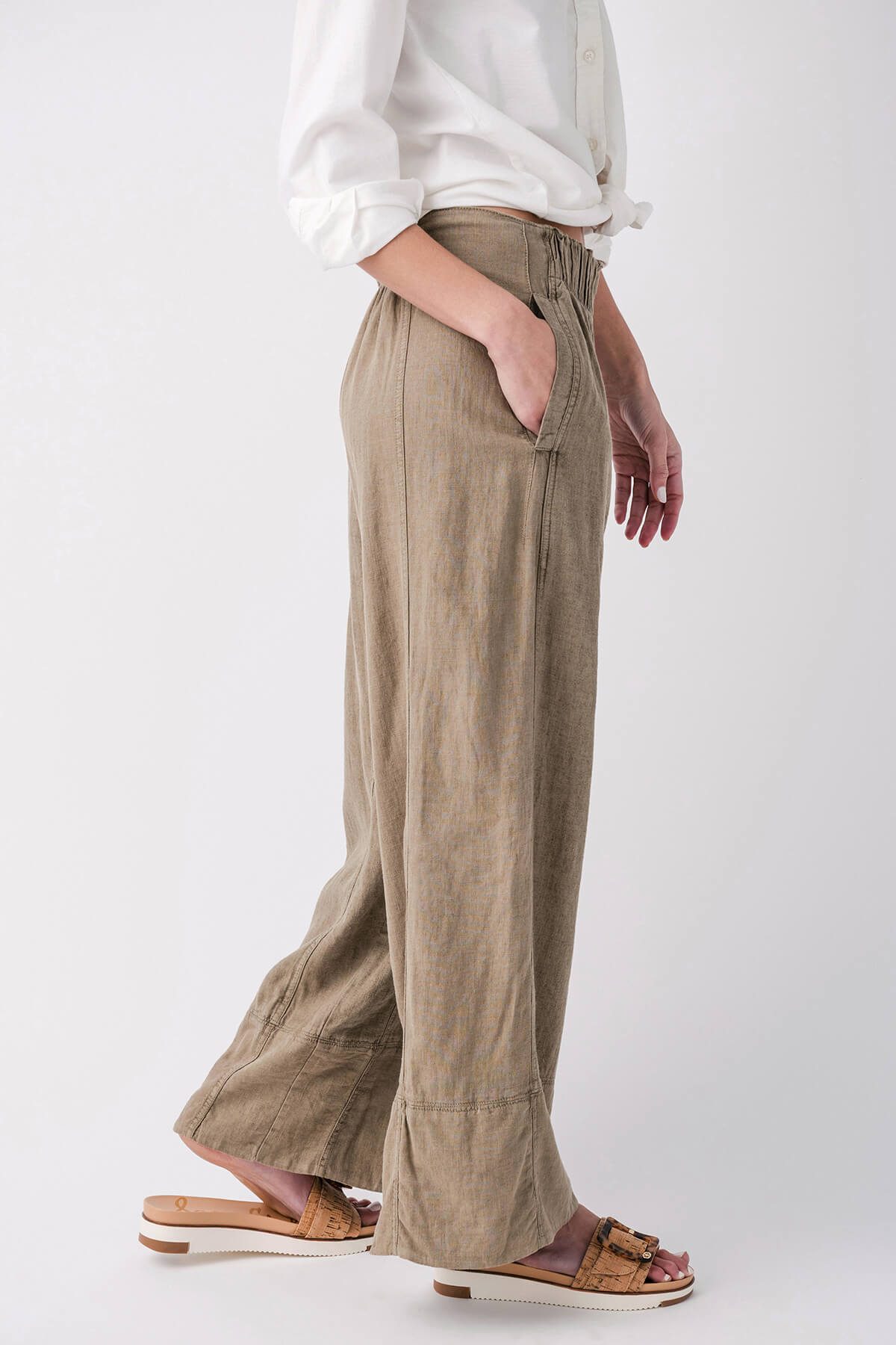 Free People Days End Linen Pull On Pants - Women's High Waisted Linen Trousers for Summer, Beach & Casual Wear