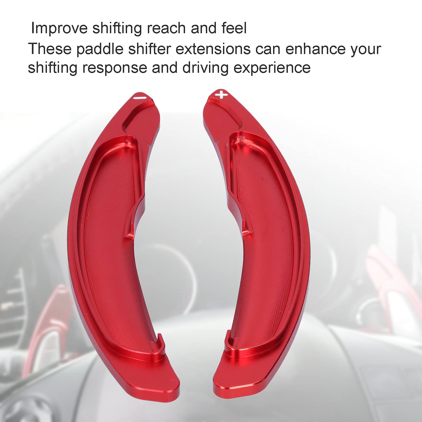 Qiilu Aluminum Alloy Steering Wheel Paddle Shifter Extension - Red Shift Blade Trim for Mitsubishi Lancer Evo X & Outlander (2008-2016) - Enhance Driving Performance & Style - Perfect for Racing Enthusiasts & Car Modifications