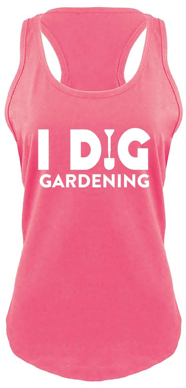 Funny Gardening T-Shirt for Women - 'I Dig Gardening' Slogan Racerback Tank Top - Perfect for Gardeners, Plant Lovers & Outdoor Activities