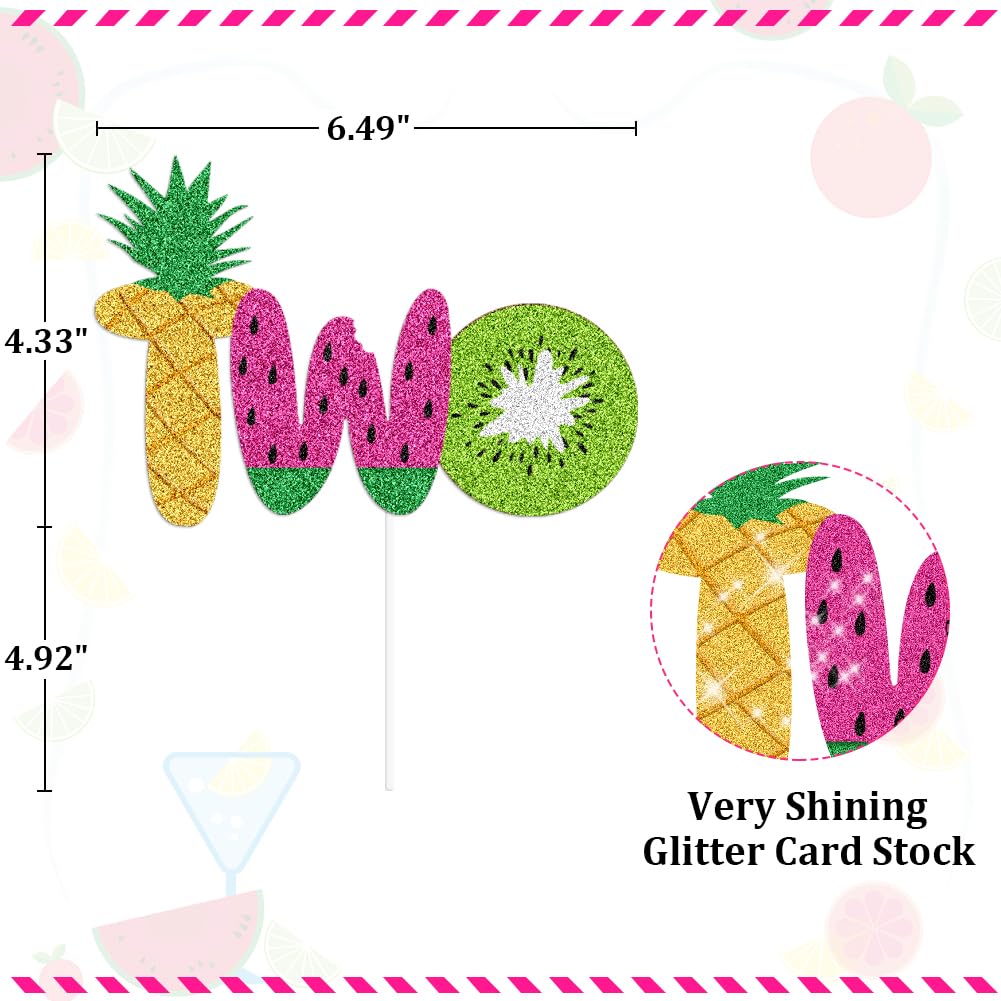 UTOPP Twotti Frutti Birthday Decorations Set - Watermelon Banner, 2nd Birthday Cake Topper & Summer Fruit Balloons for Luau Themed Parties - Perfect for 2nd Birthday Celebrations, Tropical Summer Events and Fruit-Themed Baby Showers