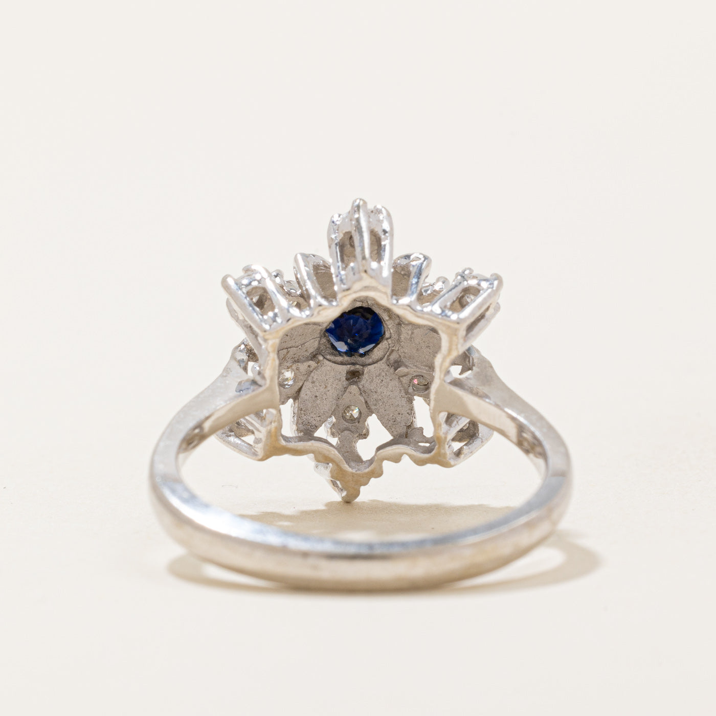 Exquisite 0.55ct Sapphire & 0.35ct Diamond Snowflake Ring - Size 7.25 | Elegant Winter Jewelry for Christmas Gifts, Anniversary & Special Occasions