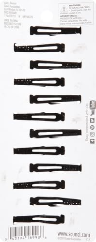 Scunci Contour Snap Hair Clips - 12 Pack Black Hair Clips for Women & Girls - Perfect for School, Work, Gym & Everyday Hairstyles