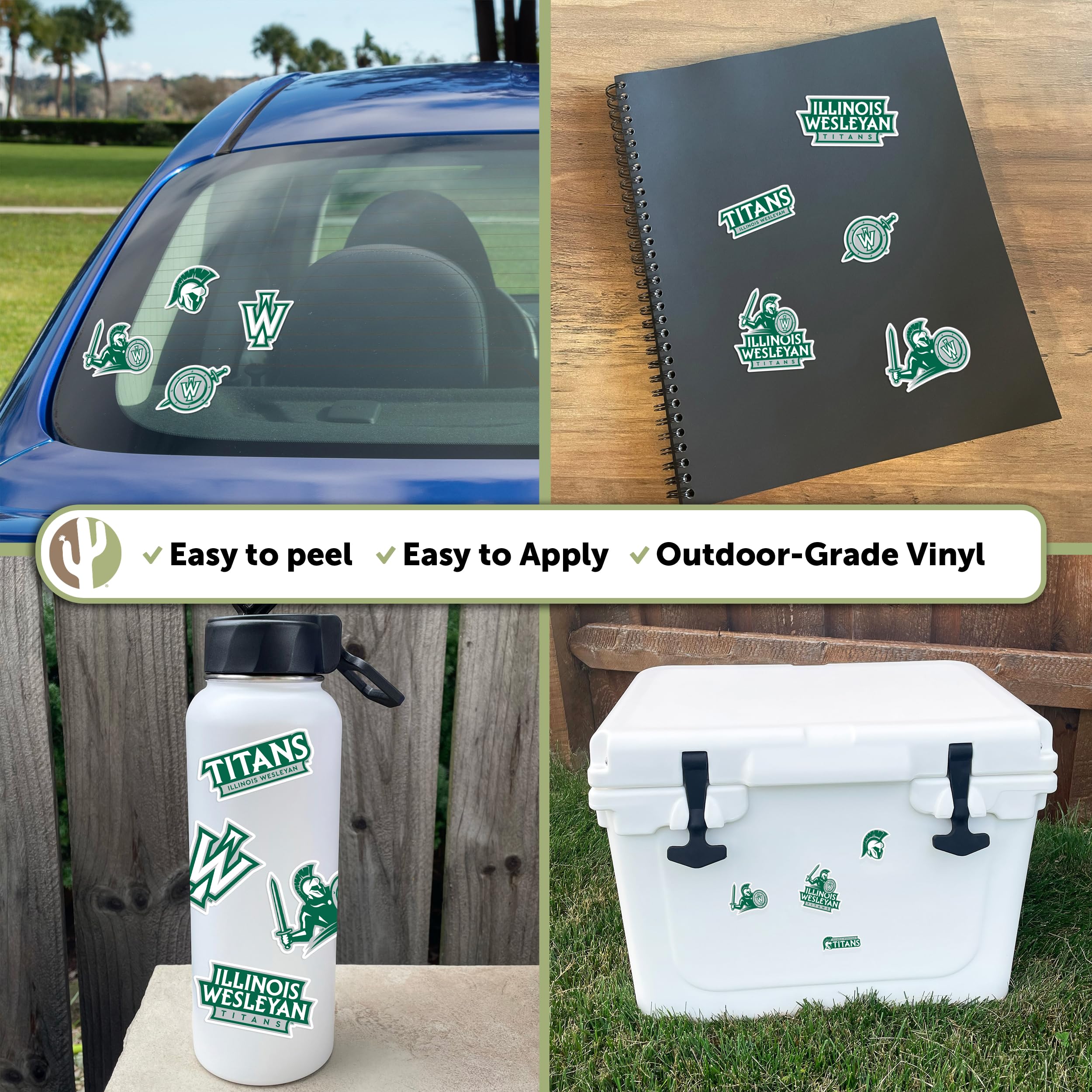 Desert Cactus Illinois Wesleyan University IWU Titans Vinyl Decal Stickers - Waterproof Laptop, Water Bottle, Car, Scrapbook Decor - Perfect for College Students, Alumni Gifts & School Spirit Accessories